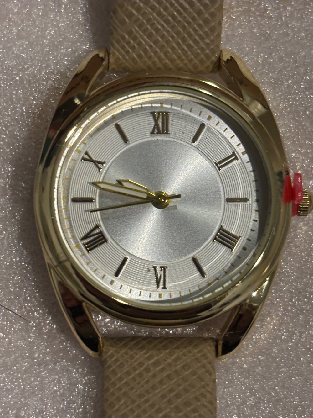 Gold-Tone Women's Analog Watch with Beige Strap